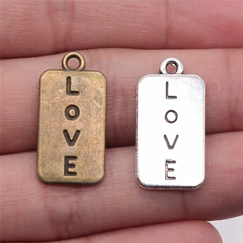 

WYSIWYG 10pcs 25x12mm 2 Colors Double Sided Love Charms Love Word Charm Love Charms For Jewelry Making