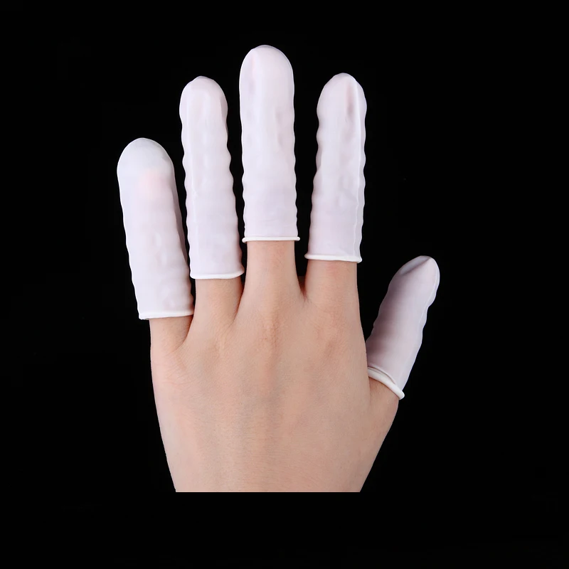 Lily Angel, 100 шт./лот, пластиковые латексные перчатки для пальцев, маникюрные инструменты, оборудование для маникюра, салонов для ногтей, для практики ногтей, для рук, защитные кроватки