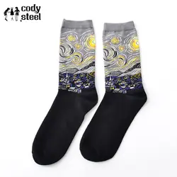 Cody стальной милый Печатный мужские носки из хлопка Мода в трубке мужские повседневные Носки универсальные простые счастливые носки для