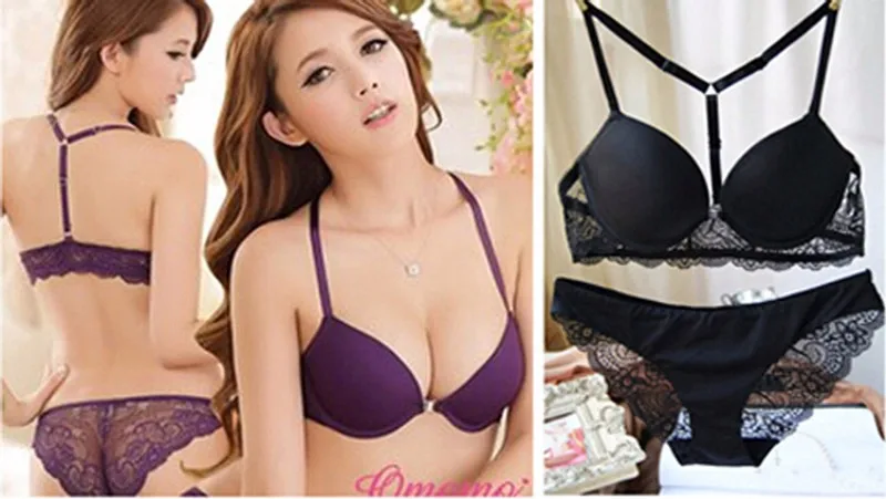 sheer bra and panty sets 2017 Fashion Sexy Front Closure Push Up A/B cup Seamless Bra Embroidery Floral Lace Racer Back Racerback Bras Underwear Sets bra and knicker sets cheap