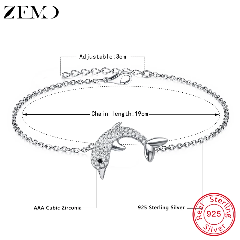 ZEMO 100% Bracelet  Top Quality AAA Cubic Zirconia Fashion Jewelry Crystal Bracelets For Women  Sea Travel Birthday (2)