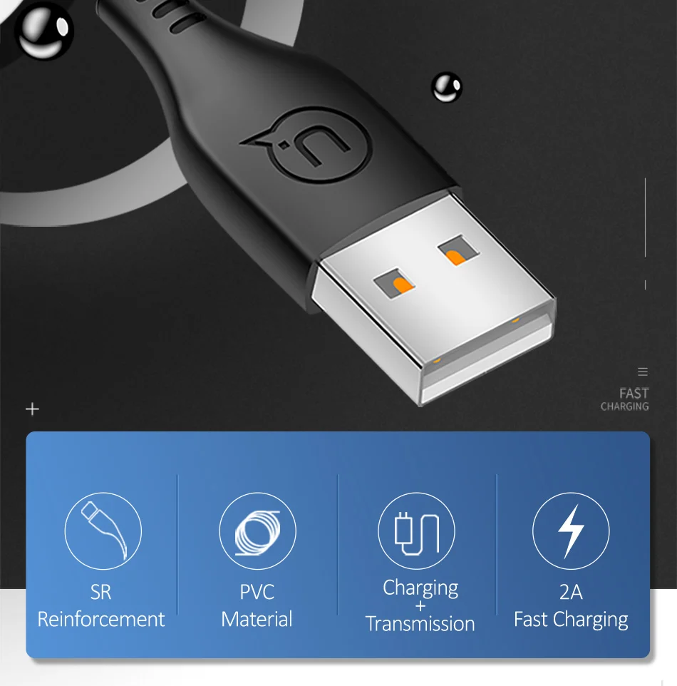 USAMS USB кабель для iPhone USB кабель 2A Быстрая зарядка USB кабель для iPhone Синхронизация данных для iOS 12 11 10 круглый шнур данных