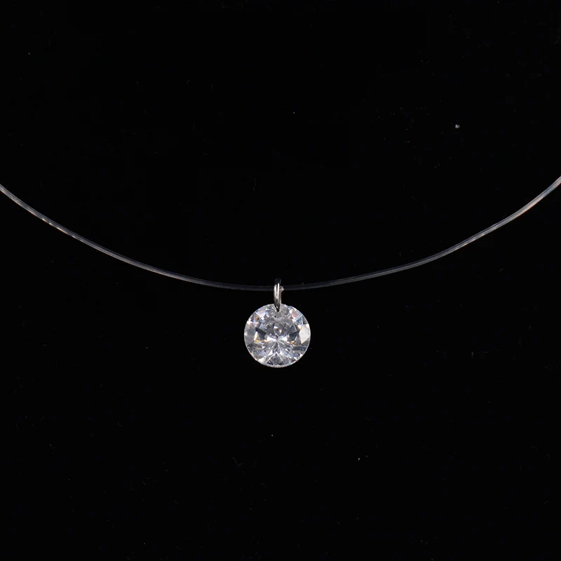Женское прозрачное ожерелье с леской, невидимая цепочка, ожерелье с подвеской, стразы, колье, ожерелье, женское колье