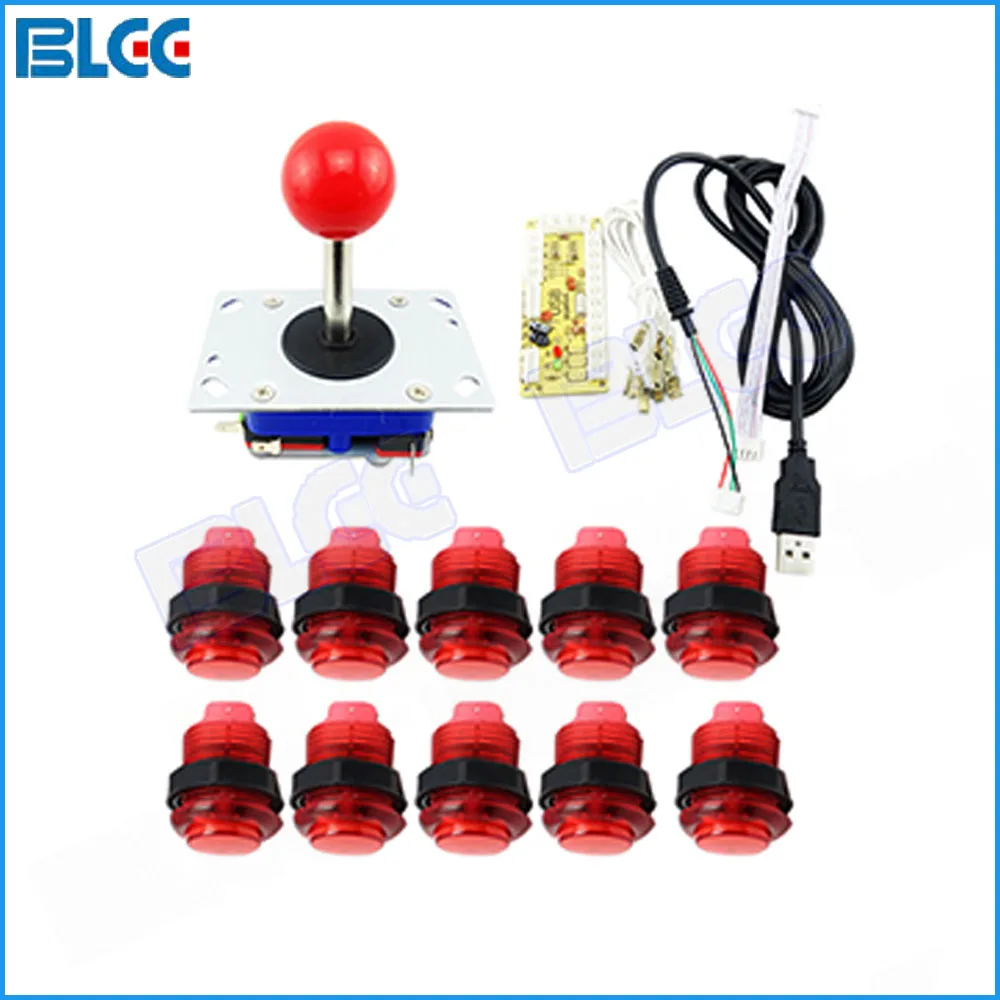 

DIY Arcade Game Part Kit with 4 /8 Way Zippy Arcade Joystick Zero Delay USB Encoder and Illuminated LED Push Buttons