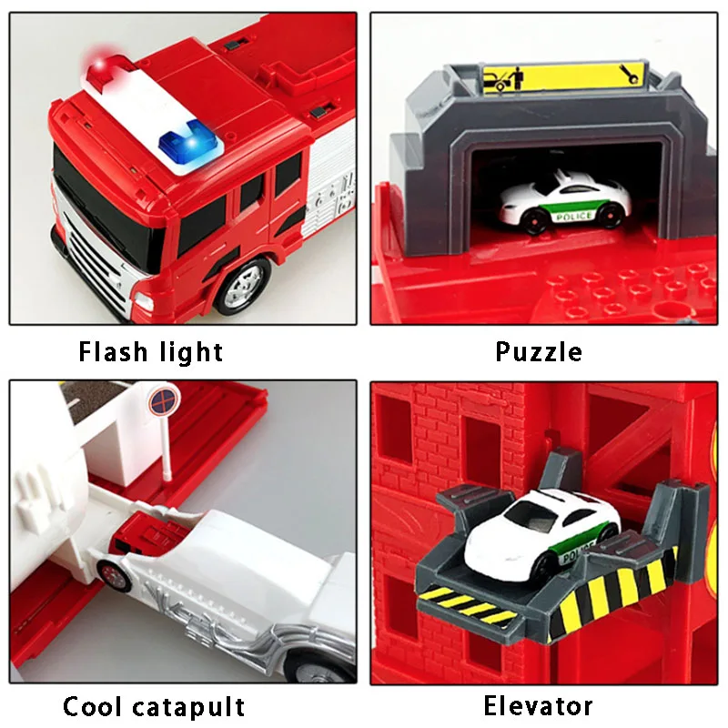 Большая пожарная машина сплав деформация подъемная лестница рельсовая Автомобильная сцена детские многофункциональные развивающие игрушки подарок
