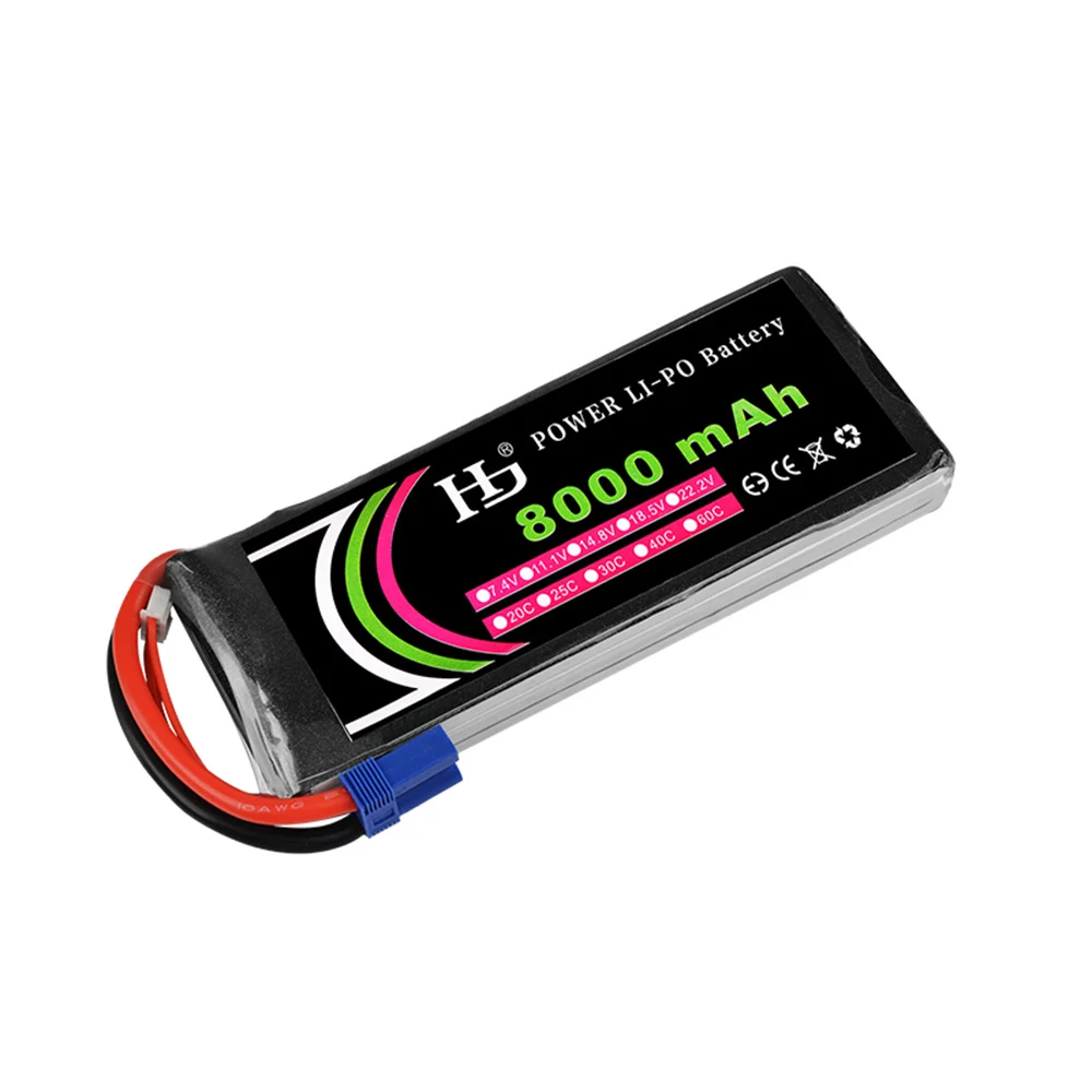 

HJ 22.2V 6 8000mah lipo battery 25C max 35C XT60 T EC3 EC5 XT90 plug for RC Helicoptes Airplanes Drone parts VS VOK