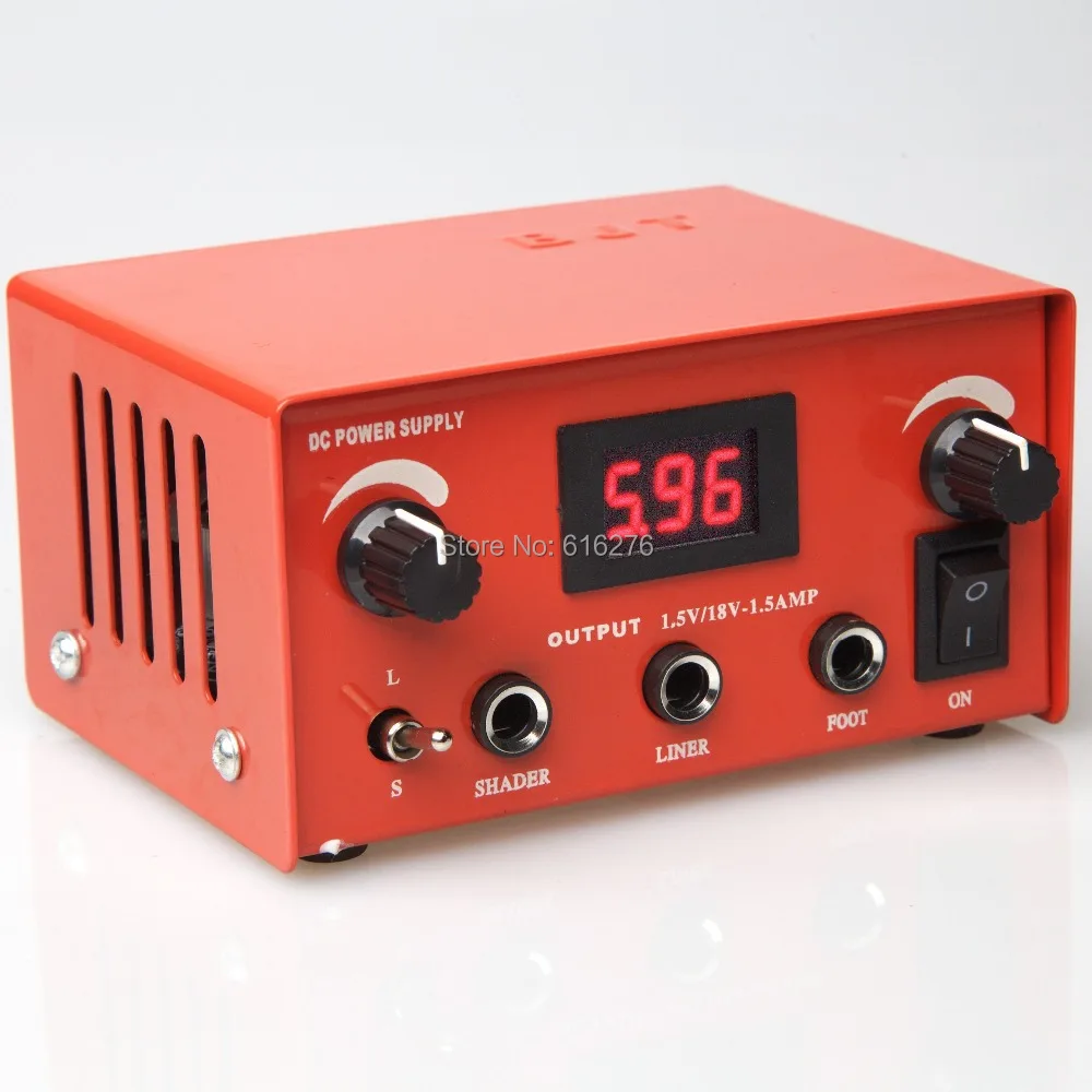 

free shipping 1 Red Digital Dual iron Steel Tattoo Power Supply