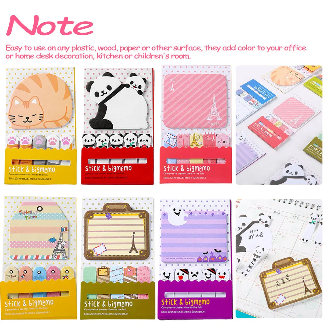 

Cute notes multi-function combination Cat Panda Sticky Notes portable mini instant notepad office school supplies