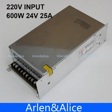 600 W 24 V Регулируемый 25A 220 V вход одиночный выход импульсный источник питания для светодиодной полосы света AC к DC