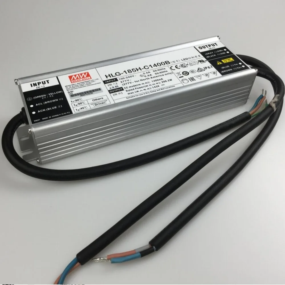 

Meanwell dimmable 200w driver HLG-185H-C1400B Single Output LED Power Supply 1400mA for 4pcs CREE CXB3590