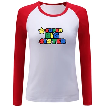 

Super big sister Number Brother Girlfriend boyfriend Gray Design Women's Lady Print long sleeves T-Shirt Graphic Tee