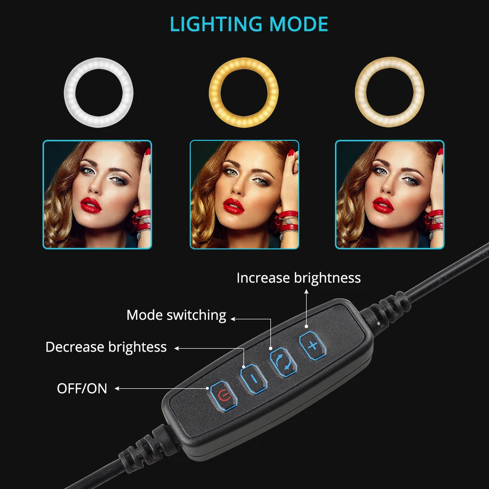  Travor 10 inch LED ring lamp Dimmable LED Light Desktop LED Lamp 3 Light Modes Temperature 3000K-50 - 33005252753