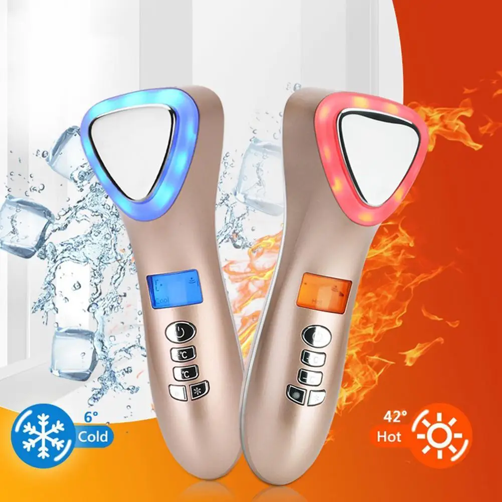 

Ultrasonic Red And Blue Light Vibration Face Body Spa Color Light Led Cryotherapy Heat Cold Hammer Massage Beauty Machine