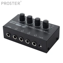 Proster ультра-компактный 4 канальный наушников аудио стерео усилитель с 5 шт. 6,35 мм до 3,5 мм адаптер микрожемчуг металлический усилитель
