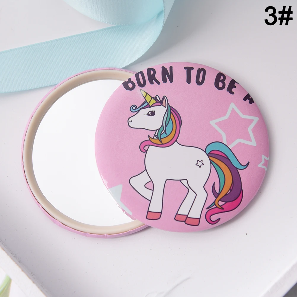 

Cute Cartoon Unicorn Mini Pocket Makeup Mirror Pink Cosmetic Compact Mirrors Women Girls Make-up mirror Home Office Use