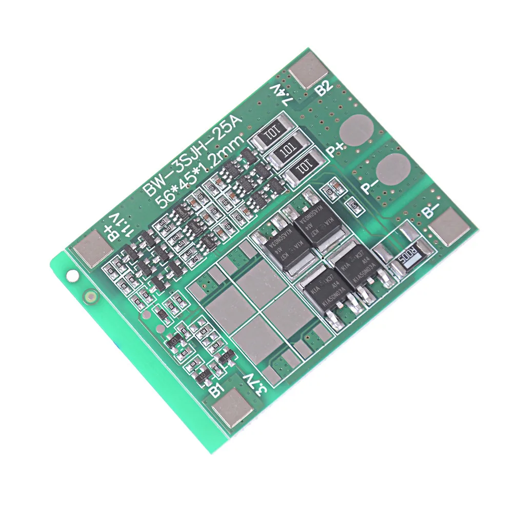 

3S 12A BMS Protection PCB Board Module For Li-ion Lithium 18650 Battery Protection 56*45*1.2mm