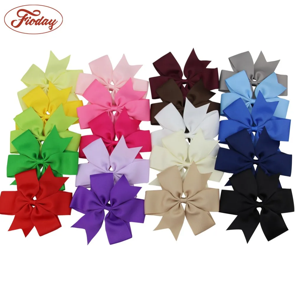 

20pcs 5" Big Hair Bow Clip Boutique Girls Kids Grosgrain Ribbon Large Hairbow Alligator Clips Hair Accessories Drop Shipping