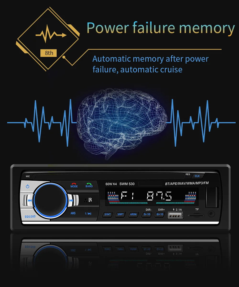 1 Din Bluetooth V2.0 FM вход ИК приемник Пульт дистанционного управления автомобильный стерео аудио SD USB MP3 Автомагнитола 12 в TF дополнительный автомобильный Стайлинг