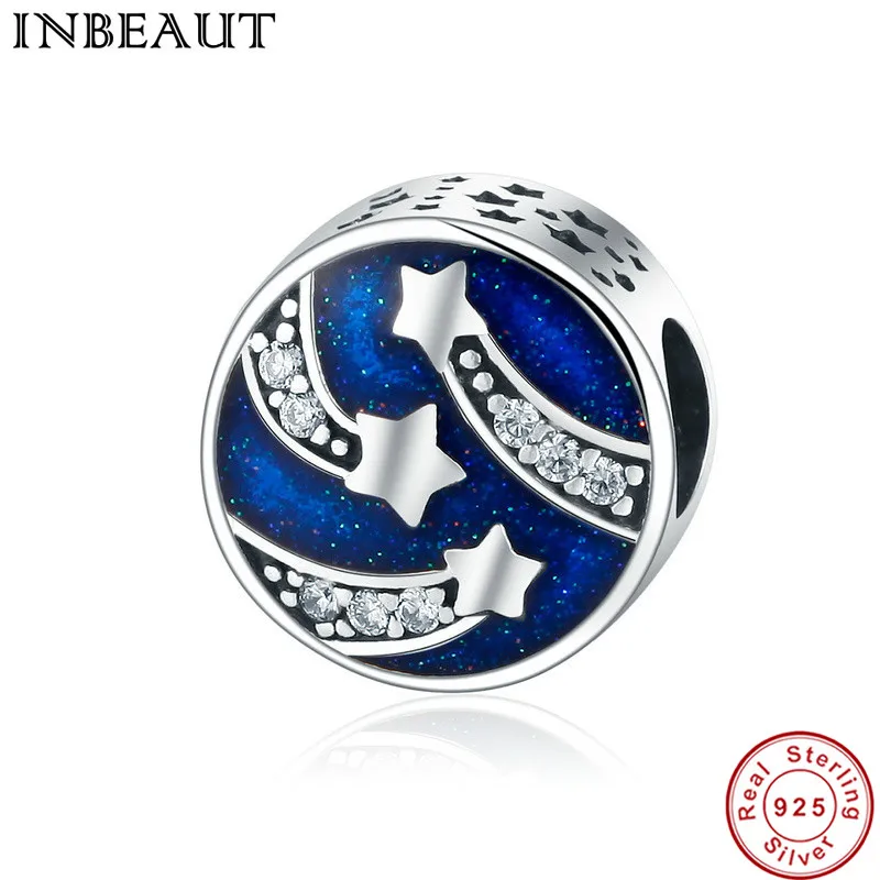 

INBEAUT 925 Sterling Silver Blue Star Charm Female Dress Party Bracelets&Bangles Jewelry Cahrms fit Fashion Bracelet Teen Girls