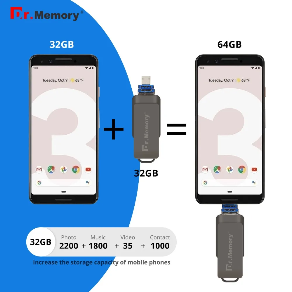 USB флеш накопитель 3 в 1 64 ГБ OTG флешка для iPhone/iPad/IOS/Android/ПК 8 16 32 usb 0 диск|USB