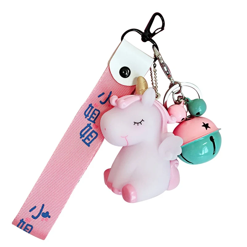 Rainbow PVC Animal Unicorn Keychain For Men Women Bag Ornament Phone Key Chain Porte Clef