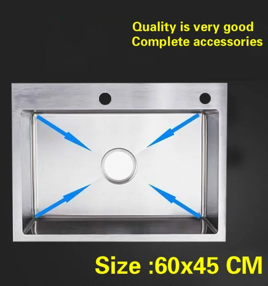 

Free shipping Apartment multifunction vogue kitchen manual sink single trough high quality 304 stainless steel hot sell 60x45 CM