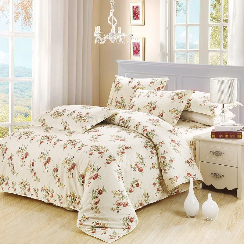 

Four-piece Cotton Duvet Cover Set Printing Bedding Set Quilt Cover Sheet Pillowcase Single Double for Children Adults #205-2