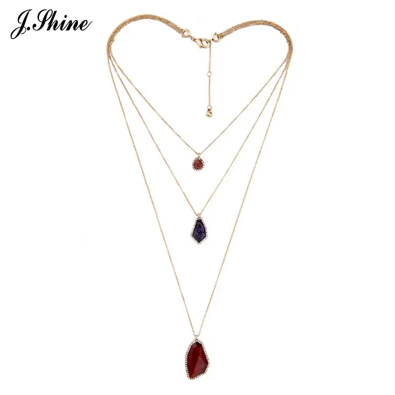 

Brand Design Multi Layered Geometric Resin Pendants Necklaces 2017 New Fashion Jewelry Women Vintage Accessories Bijoux cc
