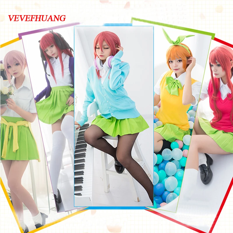

VEVEFUANG Anime Gotoubun no Hanayome Cosplay Costume Ichika Nino Miku Nakano The Quintessential Quintuplets Girl School Uniform