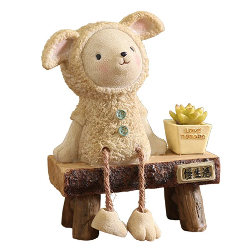 

Creative Cute Resin Animals Figurines Hanging Foot Doll Plant Crafts Piggy Bank Ornaments Resin Sheep Miniature Home Decor Gifts