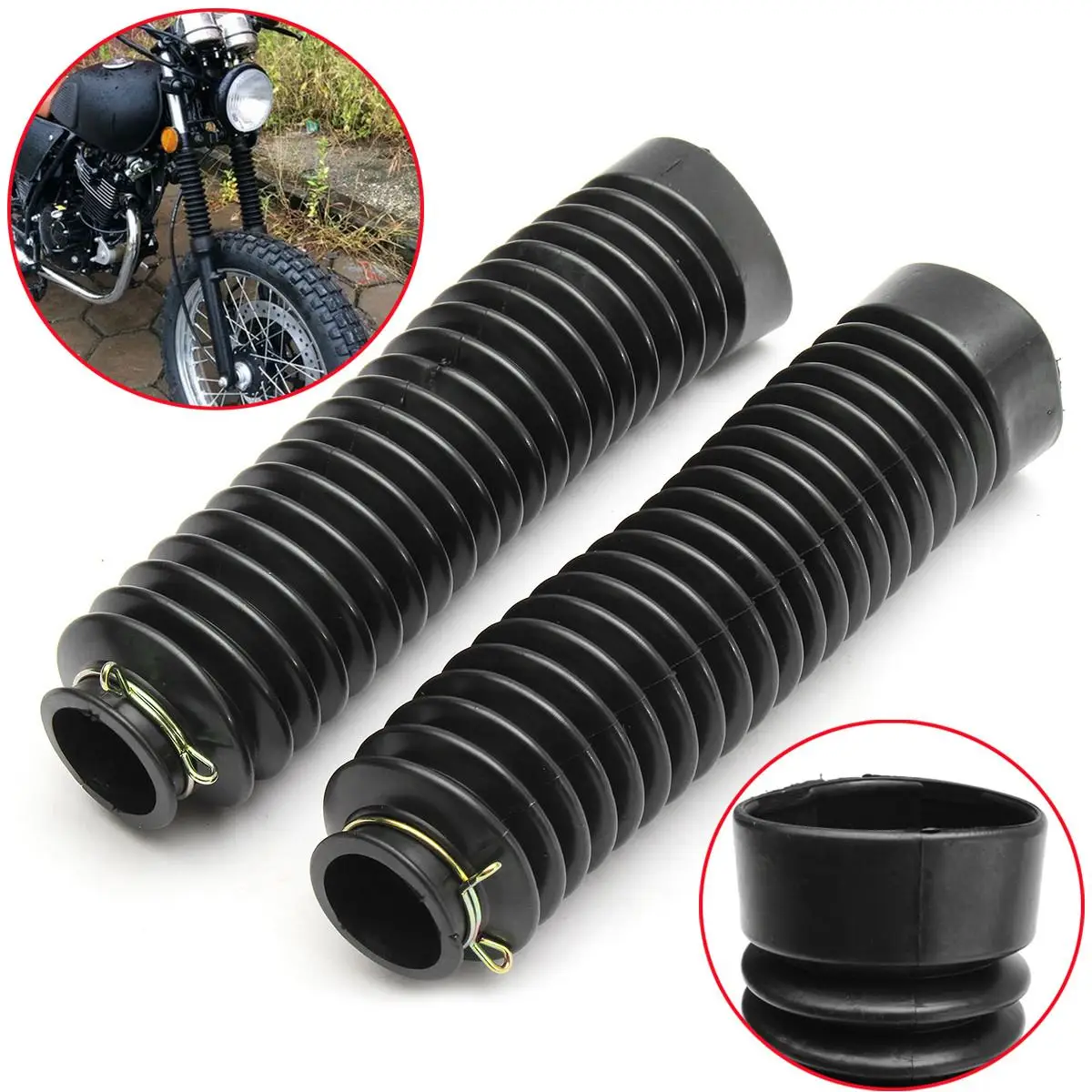 

1 Pair Rubber Black Universal Motorcycle Rubber Fork Gaiter Cover Shock Boots Gaiters Dirtbike Gators Boots