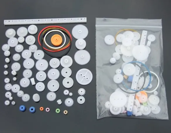 60 pcs/lot Plastic Gear Set DIY Rack Pulley Belt Worm Single Double Gears