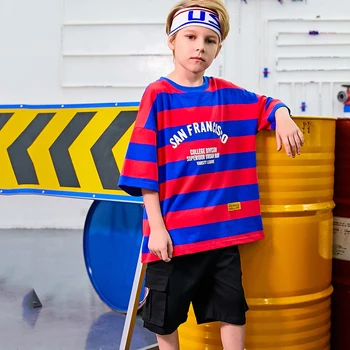 

Children Jazz Dance Costumes Hip Hop Oversized T Shirt Tops Casual Shorts For Boys Hip Hop Costume Performance Dance WearDQS1235