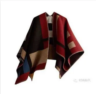 

2014 New Fashion Women's Winter Blanket wraps Luxury Wool Check Shawl ponchos LVP107 Free shipping
