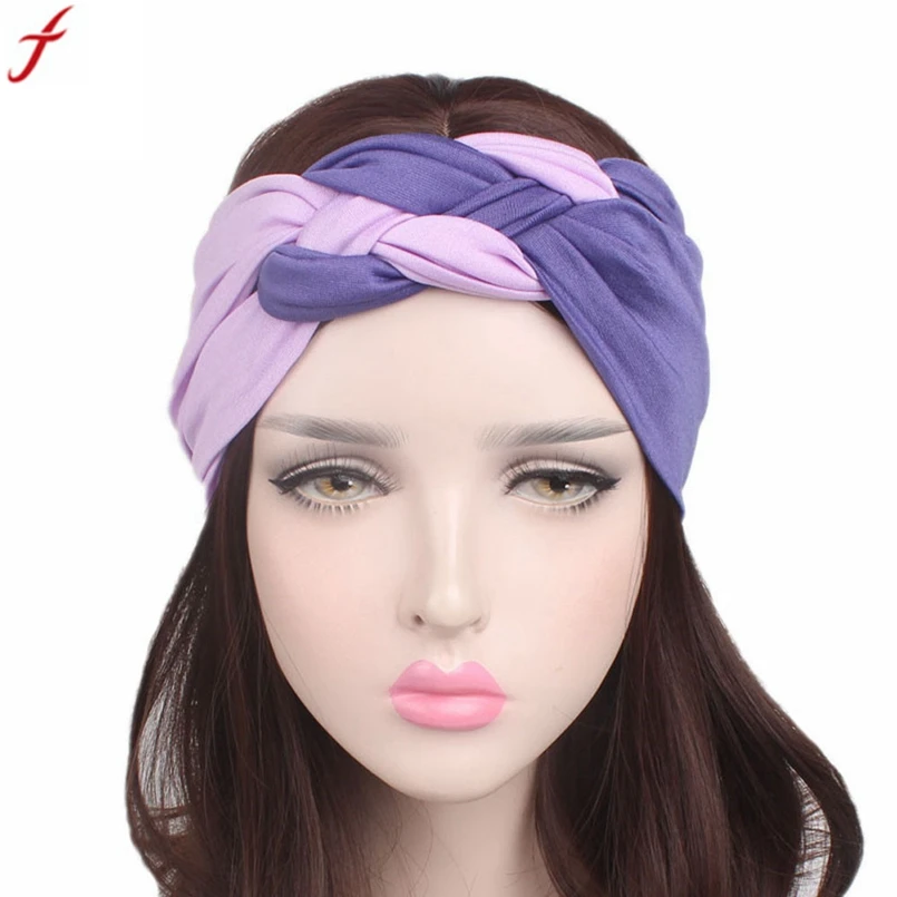 2017 New Arrival Women Ladies Patchwork Turban Head Warp Hair Band Wide