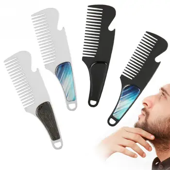 

Mens Stainless Steel Round Comb Teeth Beard Comb Folding Pocket Wine Opener Hair Beard Trim Template Beard Shaping Styling Tool