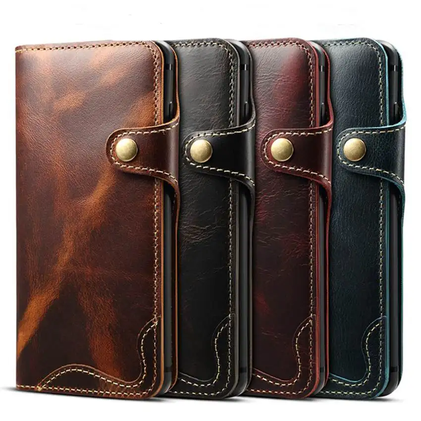 Hot Natural Real Genuine Leather Wallet Case for Samsung Galaxy S10 Plus Lite S10e S10+ Phone Bag Retro Vintage Flip Cover Clasp | Мобильные