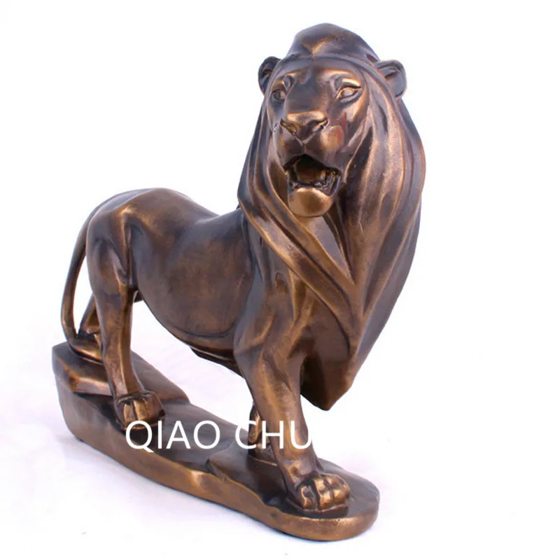 

European Style Imitation Copper Lion Animal Resin Sculpture Craftwork Home Furnishing Articles S436