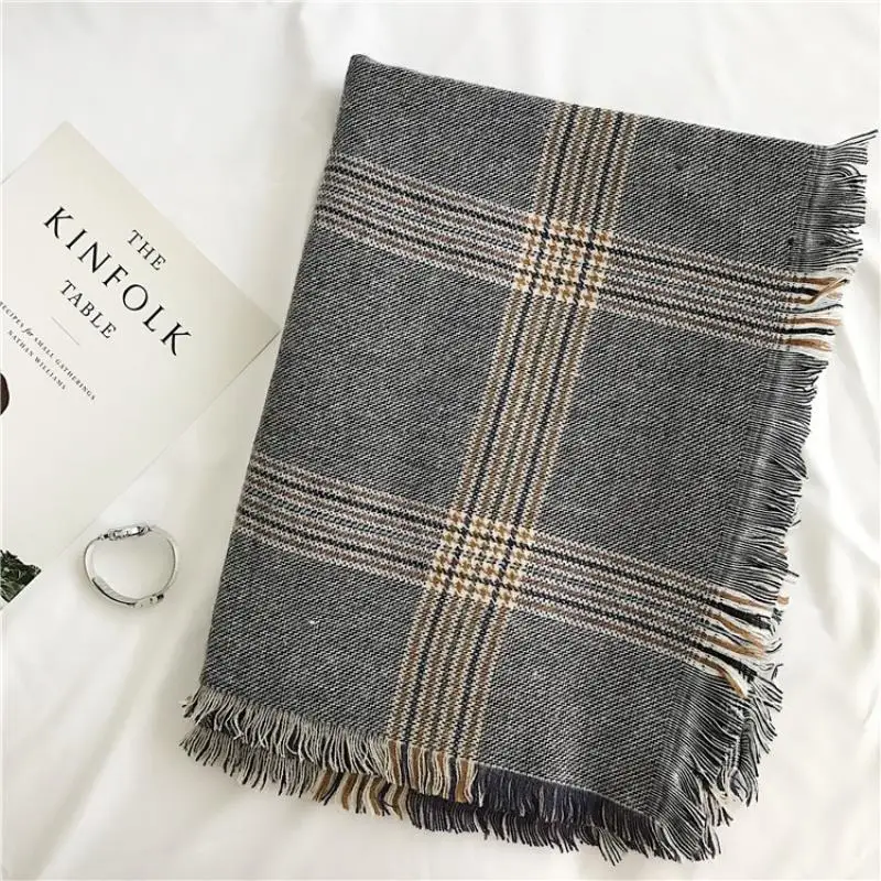 3 Colors High quality fashion lady feel camel dark plaid scarf thick autumn and winter models large shawl