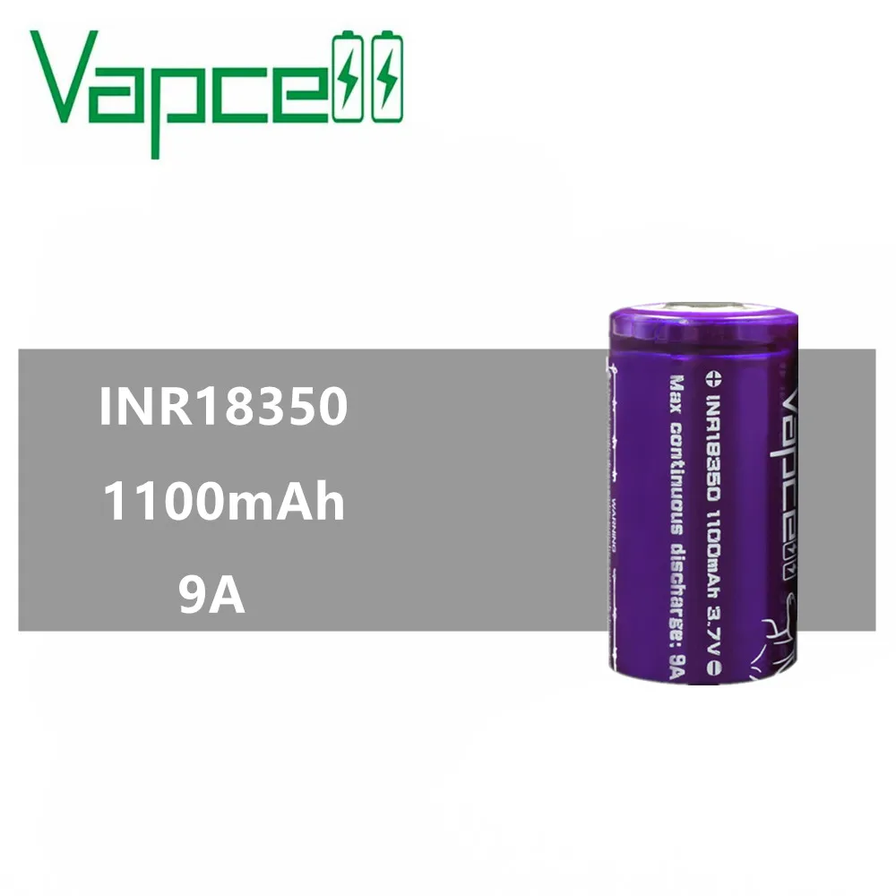 4 шт. VAPCELL INR 18350 1100 мАч литиевая батарея 3,7 в перезаряжаемая высокомощная непрерывная 9А электронная дымовая E-CIG IMR батареи