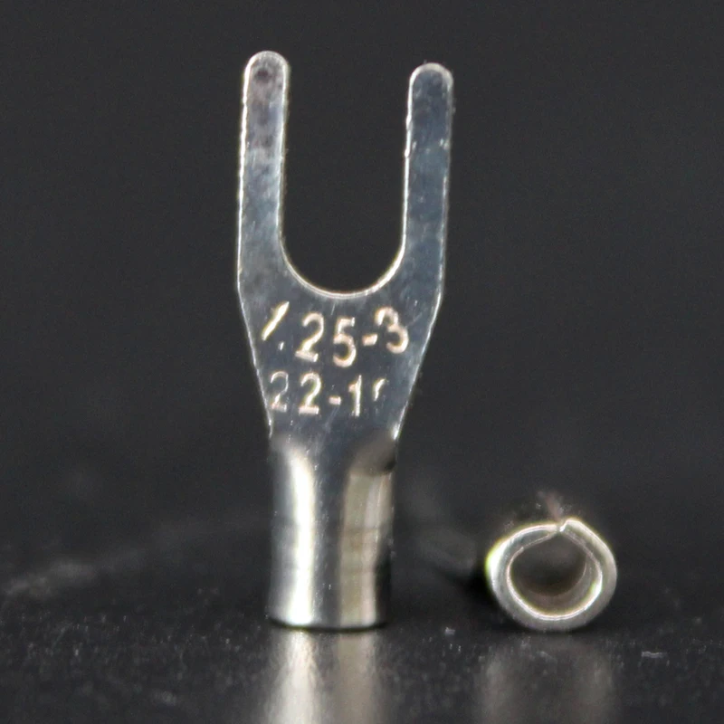 

1000pcs SNB1.25-3 furcate/U shape non-insulated spade Brass terminal Cable Lugs Wire Connectors For AWG 22-16 Thickness 0.6MM