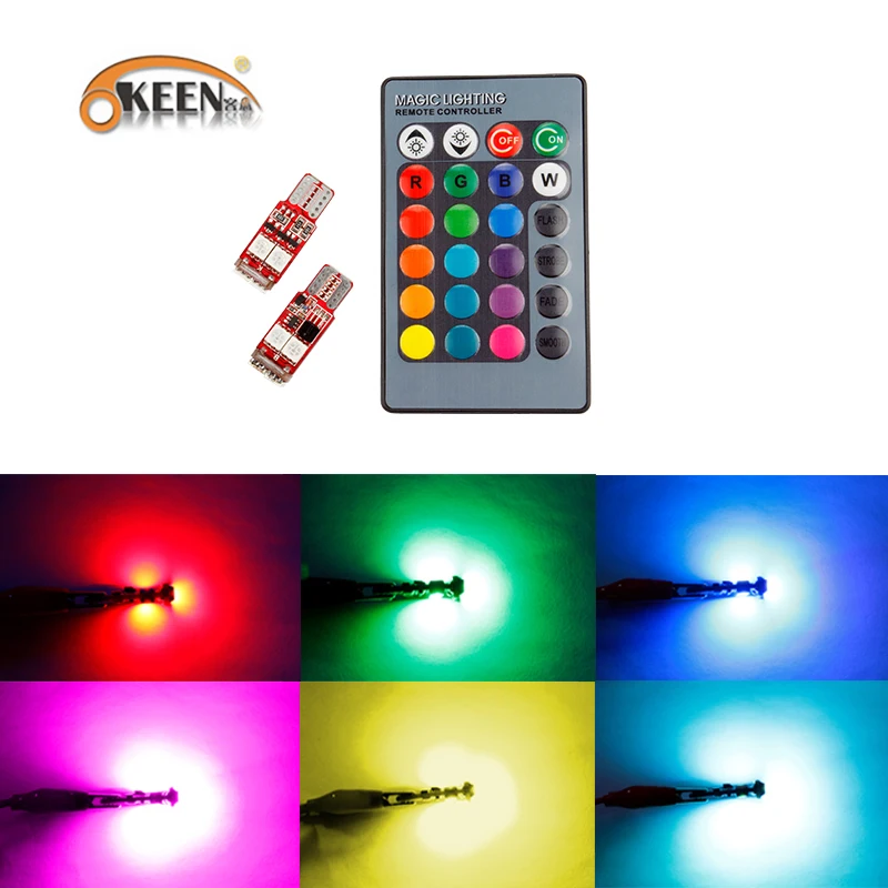 OKEEN 2 шт. Canbus красный зелёный синий T10 6smd 5050 светодиодный автомобильный светильник