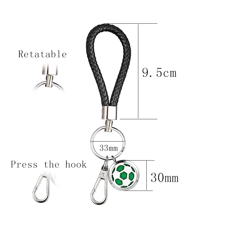 Charka Crystal Aroma Locket Leather Braided Woven Rope keychain DIY bag Pendant Key Chain Holder Car Keyrings Men Women Keychain