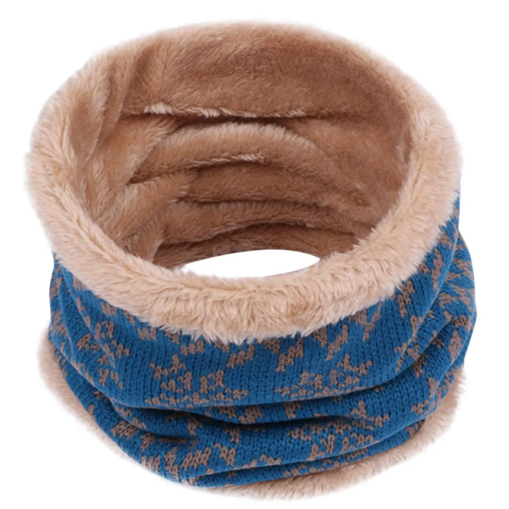 Детские зимние теплые вязаные шарфы с кольцом и принтом; очень эластичные вязаные шарфы для мальчиков и девочек; Детские теплые шарфы