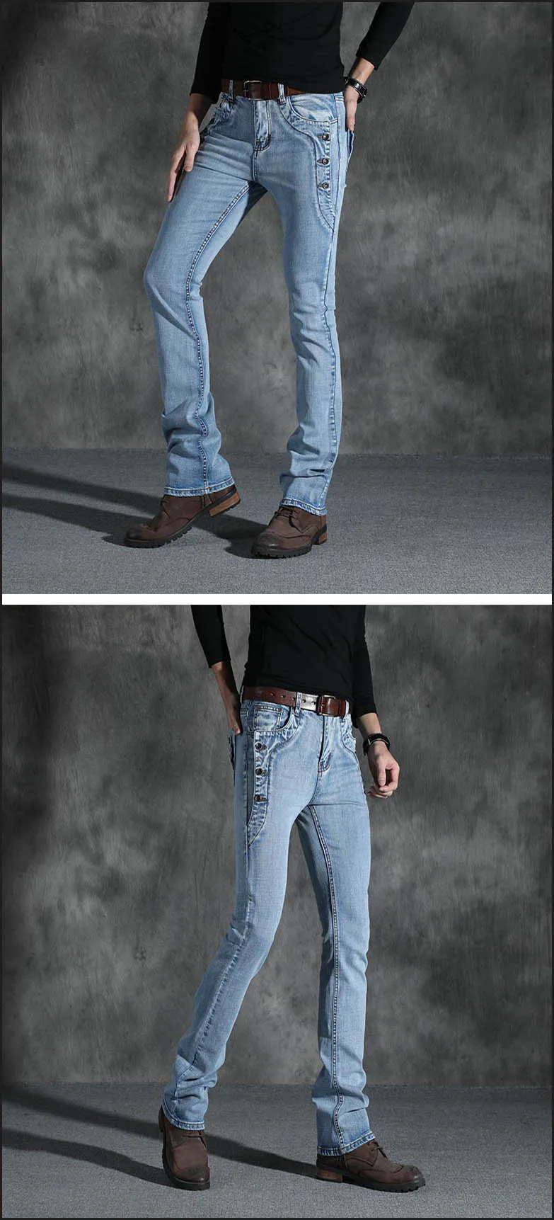 Мужские Винтажные дизайнерские расклешенные джинсы, Мужские повседневные джинсы, джинсы для мужчин, Стрейчевые узкие расклешенные джинсы, черные, синие расклешенные брюки