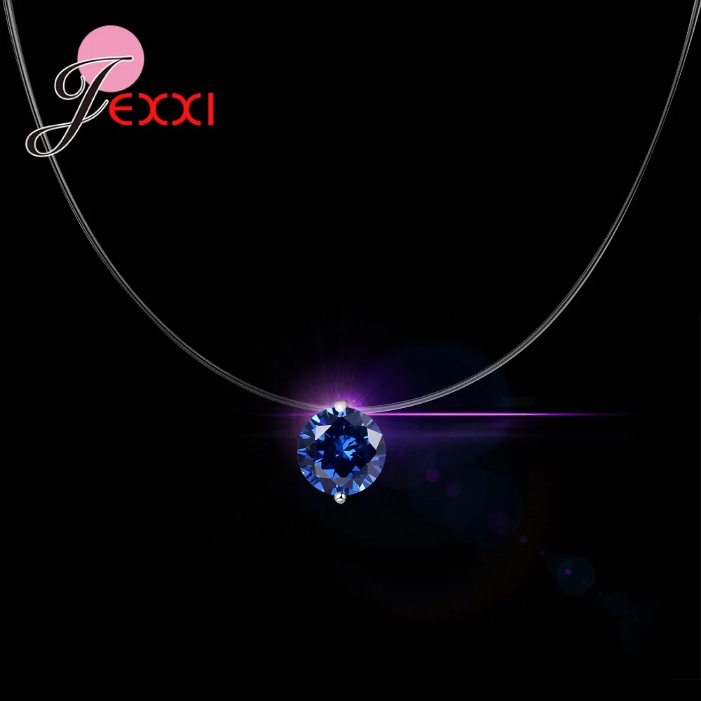 

Hot Sale 8 Colours Shiny Round Fine Austrian Crystal 925 Sterling Silver Chain Women Girls Pendant Jewelry Holiday Gift