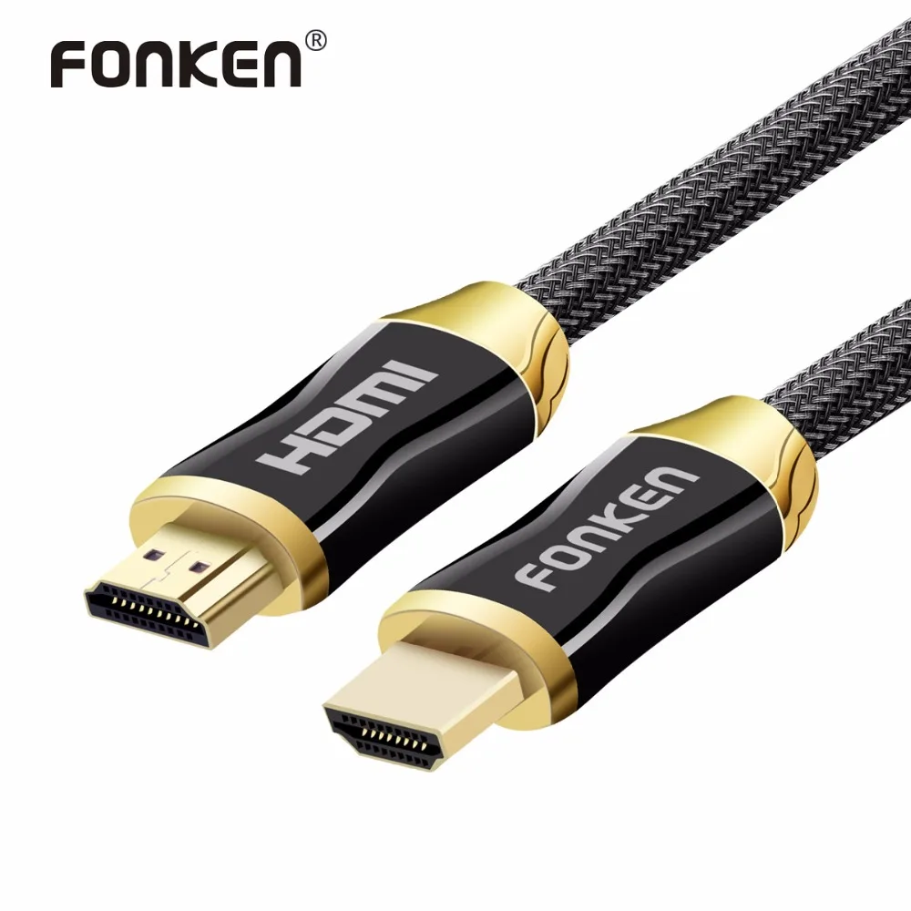 

FONKEN HDMI Cable 4K 60fps Ultra HD Transmission Gold Plated Male-Male HDMI 2.0 Cable Nylon Braided for TV PC Laptop Projector