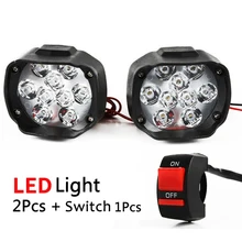 Universal Super Brilhante Farol Da Motocicleta LEVOU Farol Moto Scooters Holofotes 6500 k White Spot Luz de Nevoeiro Lâmpada Com Interruptor