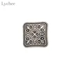 Lychee Life 10pcs Square Silver Flower Metal Shank Button Carved Jeans Button DIY Sewing Craft 13x13mm ► Photo 3/5
