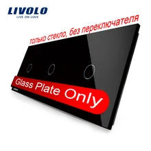 Livolo Luxury Black Crystal Glass,223mm*80mm, EU standard glass only, Triple Glass Panel,VL-C7-C1/C1/C1-12
